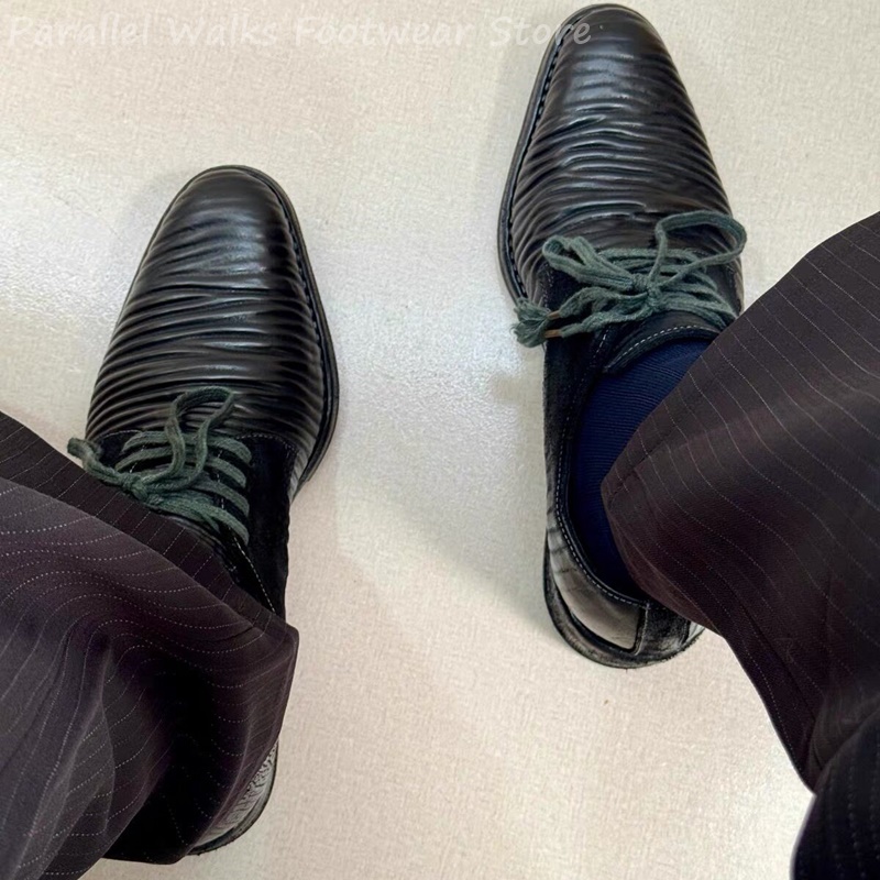 Men'S Shoes Smart - メンズプリーツレザーダービーシューズヴィンテージレースアップオックスフォードレトロスマートカジュアルロートップフラットフットウェアデザイナーウォーキングシューズスタイル