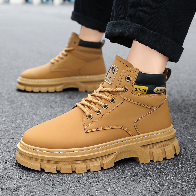 ファッションレザーメンズブーツ 冬用ハイカットカジュアルシュ - Men'S Shoes Hey Dude のレビューと価格