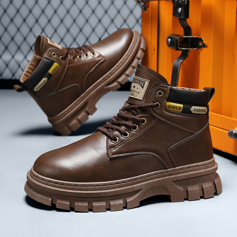 ファッションレザーメンズブーツ 冬用ハイカットカジュアルシュ - Men'S Shoes Hey Dude のレビューと価格