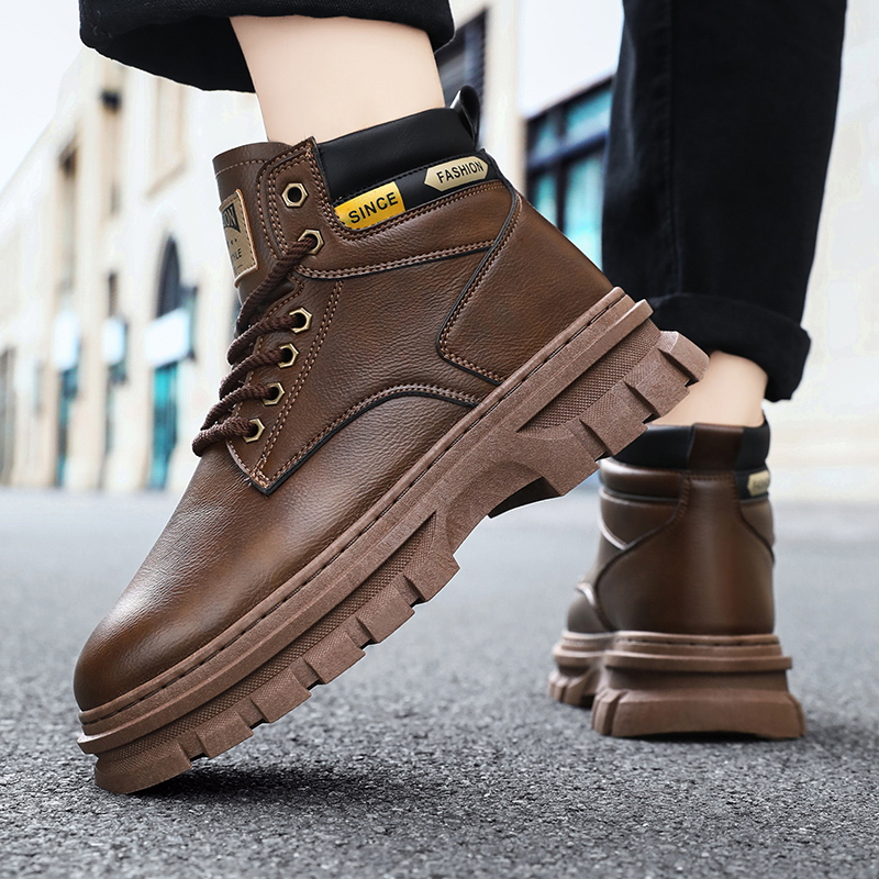 ファッションレザーメンズブーツ 冬用ハイカットカジュアルシュ - Men'S Shoes Hey Dude のレビューと価格
