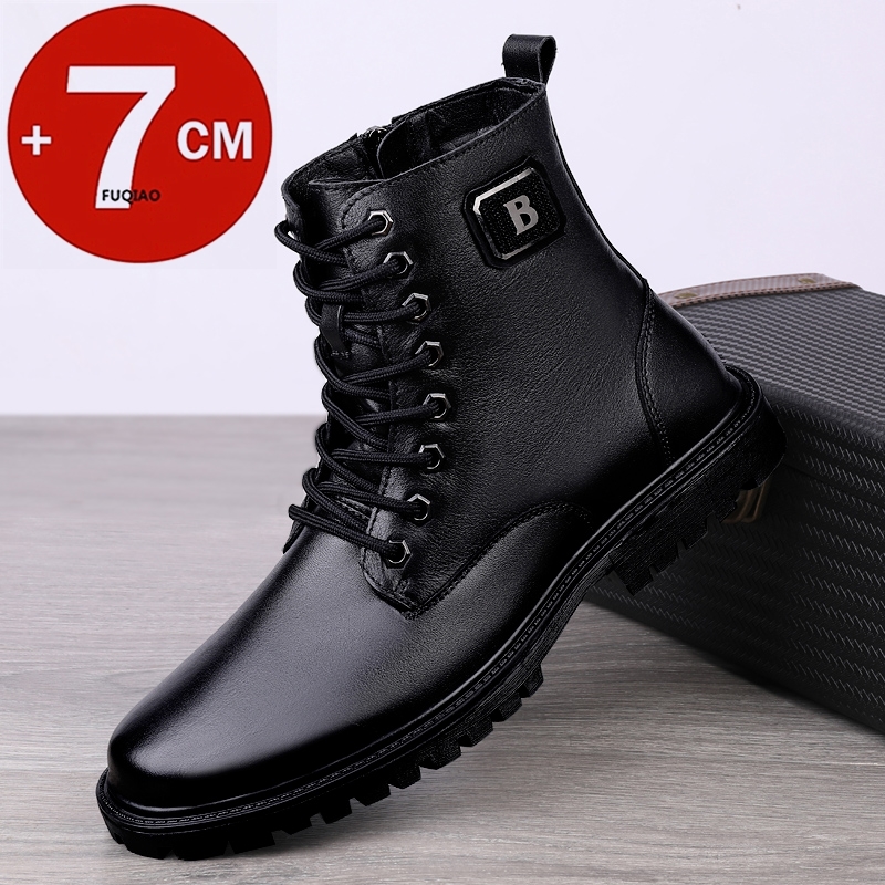 メンズ本革エレベーターブーツ 冬用暖かい裏地付きジップアップ - Men'S Shoes Increase Height のレビューと価格