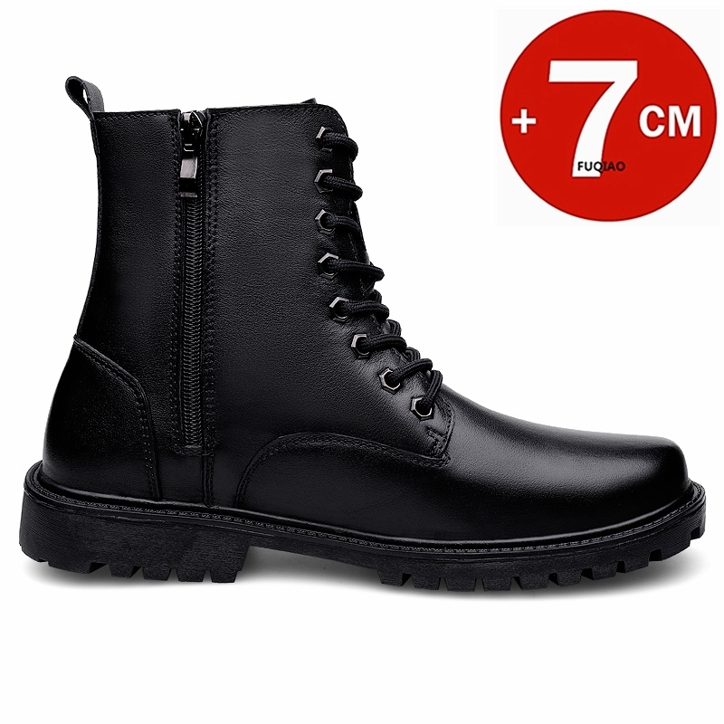 メンズ本革エレベーターブーツ 冬用暖かい裏地付きジップアップ - Men'S Shoes Increase Height のレビューと価格