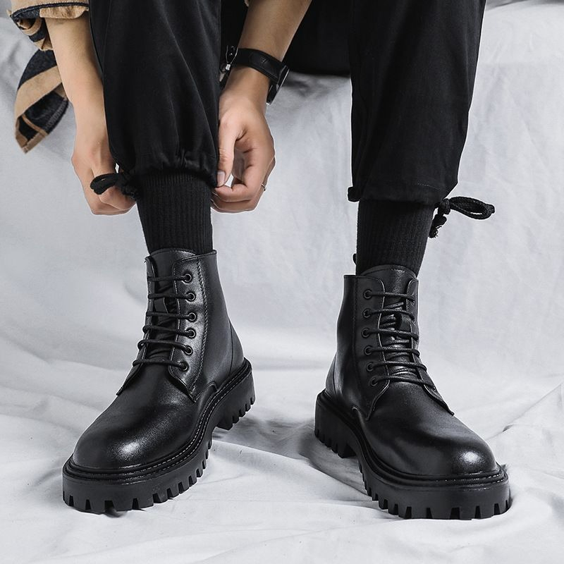 メンズハイカットレザーブーツ ファッション ブリティッシュス - Men'S Shoes Increase Height のレビューと価格