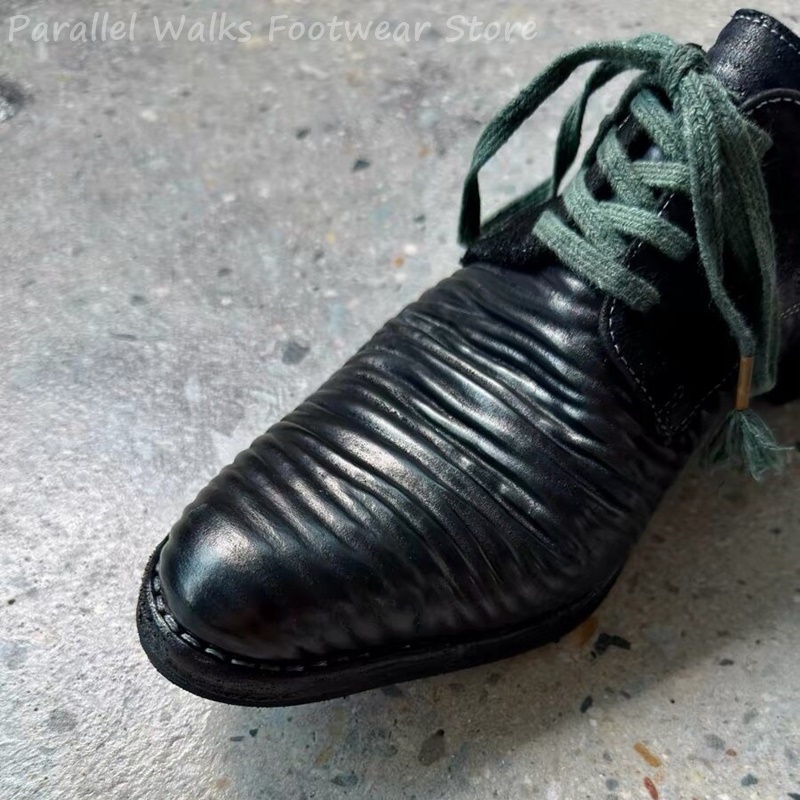 メンズプリーツレザーダービーシューズヴィンテージレースアップ - Men'S Shoes Smart のレビューと価格