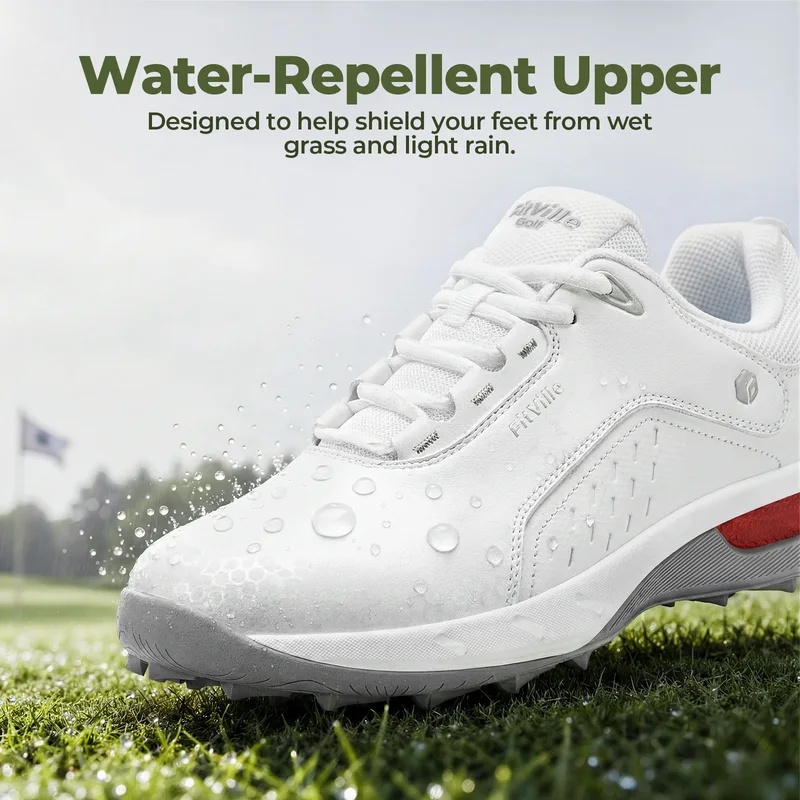FitVille メンズ ゴルフシューズ、幅広、高級感のある - Men'S Shoes Water Resistant のレビューと価格
