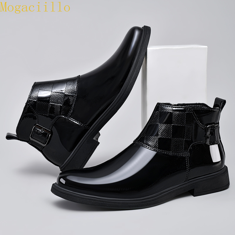 ブランドメンズブラックグロスパテントレザーアンクルブーツ高品 - Men'S Shoes Hey Dude のレビューと価格