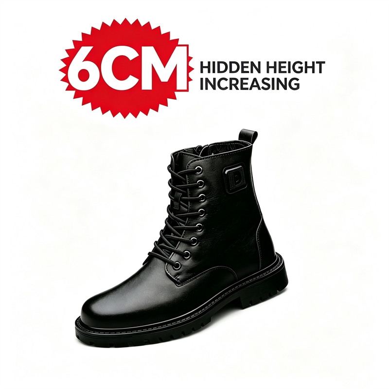 メンズ6cm身長アップレザーブーツ 冬用フリース裏地付き暖か - Men'S Shoes Increase Height のレビューと価格